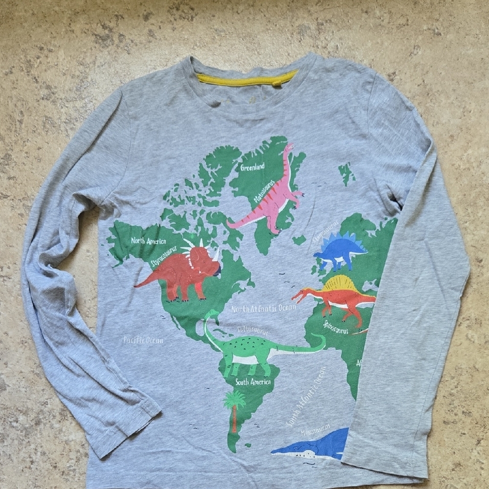 Mini Boden Dinosaur Map Kids Shirt Size 8-9Y